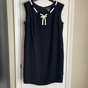 SL Fashions Black Sheath Dress with Cream Bow Detail 18W